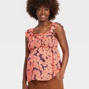 NWT Ruffle Smocked Maternity Tank Top Isabel Maternity by Ingrid & Isabel